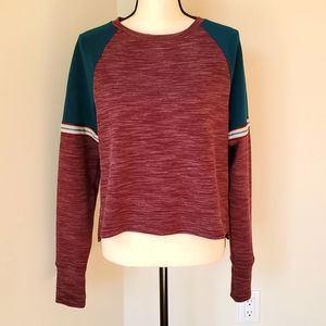 Shape Active Wear Wine and Teal Raglan Sleeve Sweatshirt Size M